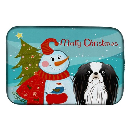 Carolines Treasures Snowman With Japanese Chin Dish Drying Mat BB1850DDM